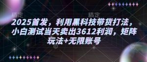 2025首发，利用黑科技带货打法，小白测试当天卖出3612利润，矩阵玩法+无限账号【揭秘】-沐风资源库