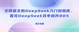 全网最全的DeepSeek入门到指南，看完DeepSeek效率提升80%(建议收藏)-沐风资源库