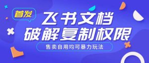 首发飞书文档破解复制权限，售卖自用均可暴力玩法-沐风资源库