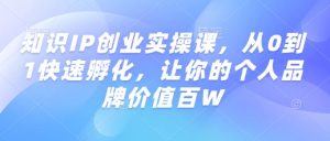 知识IP创业实操课，从0到1快速孵化，让你的个人品牌价值百W-沐风资源库