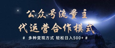 公众号流量主代运营  多种变现方式 轻松日入5张【揭秘】-沐风资源库