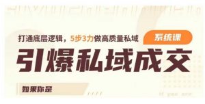 引爆私域成交力系统课，打通底层逻辑，5步3力做高质量私域-沐风资源库