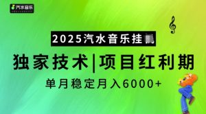 2025汽水音乐挂JI，独家技术，项目红利期，稳定月入5k【揭秘】-沐风资源库