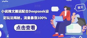 小说推文搬运配合Deepseek设定玩法揭秘，流量暴涨100%-沐风资源库