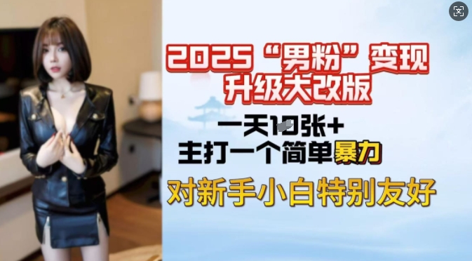 2025男粉变现全新玩法升级，日入上千简简单单，小白可轻松上手-沐风资源库