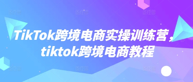 TikTok跨境电商实操训练营，tiktok跨境电商教程-沐风资源库