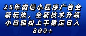 2025年微信小程序全新玩法纯小白易上手，稳定日入多张，技术全新升级，全网首发【揭秘】-沐风资源库