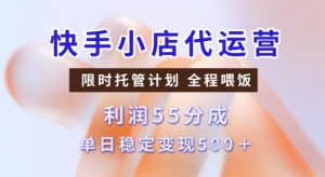 快手小店代运营3.0，模式新升级，收益55分，稳定单日5张【揭秘】-沐风资源库