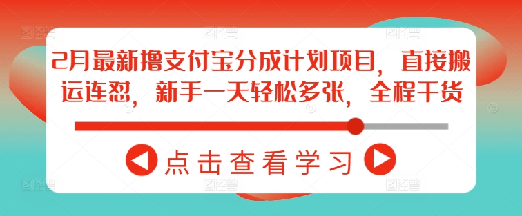 2月最新撸支付宝分成计划项目，直接搬运连怼，新手一天轻松多张，全程干货-沐风资源库