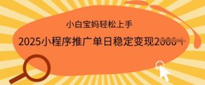 2025小程序推广单日稳定变现多张，一部手机即可操作，小白宝妈轻松上手【揭秘】-沐风资源库