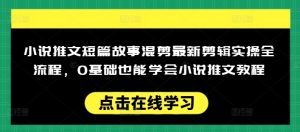 小说推文短篇故事混剪最新剪辑实操全流程，0基础也能学会小说推文教程，肯干多发日入多张-沐风资源库