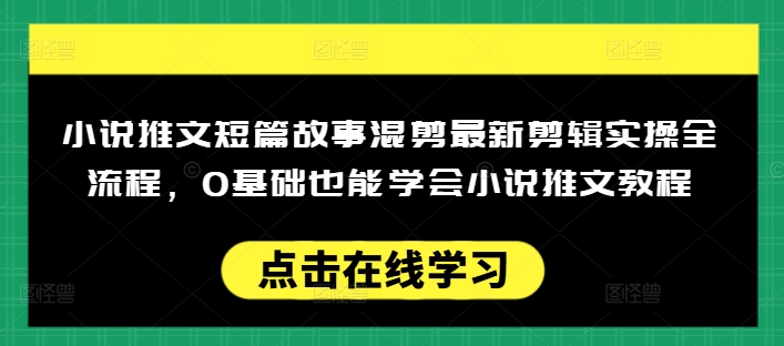 小说推文短篇故事混剪最新剪辑实操全流程，0基础也能学会小说推文教程，肯干多发日入多张-沐风资源库