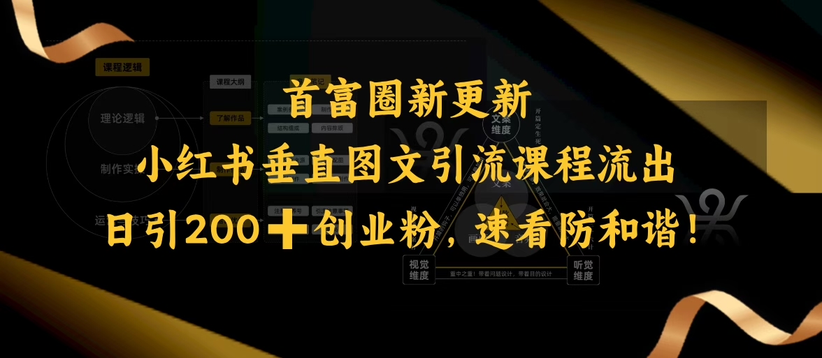 小红书垂直图文引流课程流出，日引200+创业粉，速看防和谐-沐风资源库