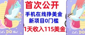 在线挣美金新项目，0门槛，1天收入115美刀，无脑操作，真正被动收入-沐风资源库