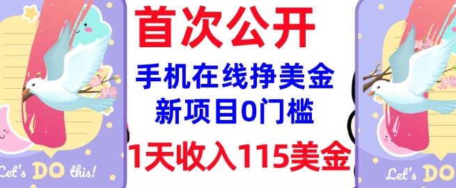 在线挣美金新项目,0门槛,1天收入115美刀,无脑操作,真正被动收入-沐风资源库