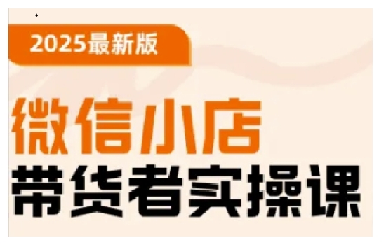 2025最新版微信小店带货者实操课，基础操作到高级运营技巧，快速上手-沐风资源库