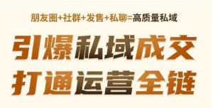 高成交私聊转化,引爆私域成交,打通运营全链-沐风资源库