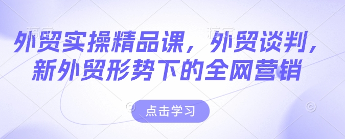 外贸实操精品课，外贸谈判，新外贸形势下的全网营销-沐风资源库