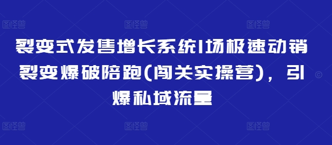 裂变式发售增长系统1场极速动销裂变爆破陪跑(闯关实操营)，引爆私域流量-沐风资源库