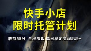 快手小店限时托管计划，收益55分，全程喂饭，单日稳定变现5张【揭秘】-沐风资源库