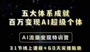 五大体系成就百万变现AI超级个体- AI流量变现特训营，一步一步教你一个人怎么年入百W-沐风资源库