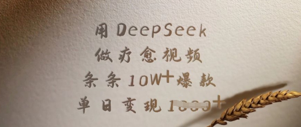用DeepSeek做疗愈视频，条条10W+爆款，单日变现多张-沐风资源库