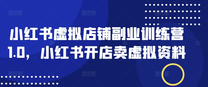 小红书虚拟店铺副业训练营1.0，小红书开店卖虚拟资料-沐风资源库