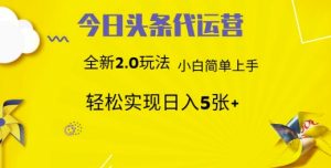 今日头条代运营，新2.0玩法，小白轻松做，每日实现躺Z5张【揭秘】-沐风资源库