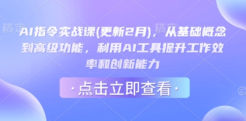 AI指令实战课(更新2月)，从基础概念到高级功能，利用AI工具提升工作效率和创新能力-沐风资源库