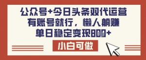 公众号+今日头条双代运营，有账号就行，单日稳定变现8张【揭秘】-沐风资源库