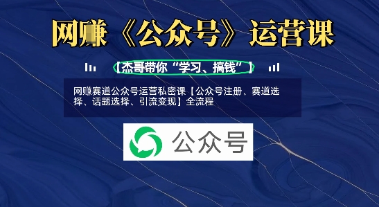 网创赛道公众号运营私密课【公众号注册、赛道选择、话题选择、引流变现】全流程-沐风资源库