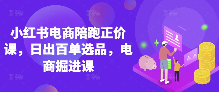 小红书电商陪跑正价课，小红书官方认证电商讲师教学，日出百单选品，电商掘进课-沐风资源库