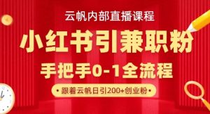 云帆内部直播课，小红书引流兼职粉教程，日引500+月变现过W-沐风资源库