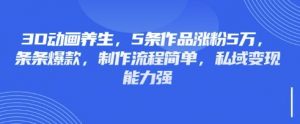3D动画养生，5条作品涨粉5万，条条爆款，制作流程简单，私域变现能力强-沐风资源库