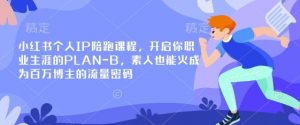 小红书个人IP陪跑课程，开启你职业生涯的PLAN-B，素人也能火成为百万博主的流量密码-沐风资源库