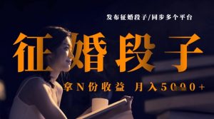 发布征婚段子，同步多个平台，拿N份收益，月入5k-沐风资源库