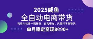 全网首发【闲鱼全自动电商带货】三年磨一剑，一朝露锋芒，单月稳定变现8k+【揭秘】-沐风资源库