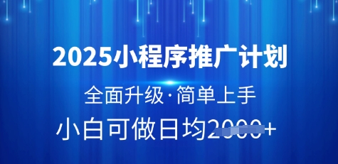 2025小程序推广计划，全面升级，简单上手，日均多张【揭秘】-沐风资源库