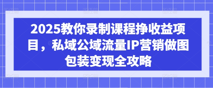 2025教你录制课程挣收益项目，私域公域流量IP营销做图包装变现全攻略-沐风资源库