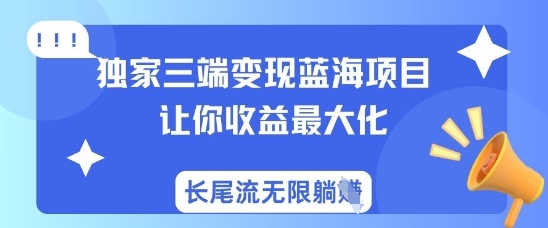 独家三端变现蓝海项目，让你收益最大化，长尾流无限躺挣-沐风资源库