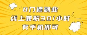 0门槛副业，线上兼职30一小时，有手机即可【揭秘】-沐风资源库