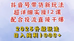 2025全新升级抖音带货玩法，一天纯利四位数，从剪辑到选品再到发布投流，超详细玩法揭秘-沐风资源库