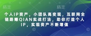 个人IP资产，小团队高变现，互联网全链路赚QIAN实战打法，助你打造个人IP，实现资产不断增值-沐风资源库