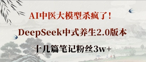 AI中医大模型杀疯了!DeepSeek中式养生2.0版本,十几篇笔记粉丝3w+-沐风资源库