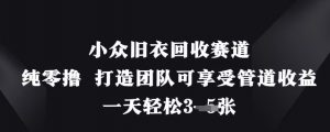 小众旧衣回收赛道，纯零撸 打造团队可享受管道收益，一天轻松3张-沐风资源库