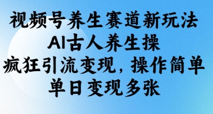 视频号养生赛道新玩法，AI古人养生操，疯狂引流变现，操作简单，单日变现多张-沐风资源库