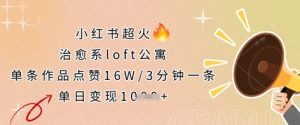 小红书超火的治愈系loft公寓，单条作品点赞16W，3分钟一条，单日变现数张-沐风资源库