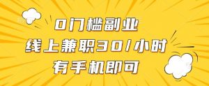 0门槛兼职副业，线上兼职30一小时，有部手机即可【揭秘】-沐风资源库