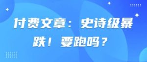 付费文章：史诗级暴跌！要跑吗？-沐风资源库