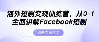海外短剧变现训练营，从0-1全面讲解Facebook短剧-沐风资源库